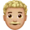 Man: Medium-Light Skin Tone, Curly Hair emoji on Apple iOS 12.1