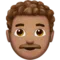 Man: Medium Skin Tone, Curly Hair emoji on iPhone