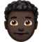 Man: Dark Skin Tone, Curly Hair emoji on iPhone (iOS 14.6)