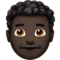 Man: Dark Skin Tone, Curly Hair emoji on Apple iOS 17.4