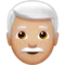 Pria: Warna Kulit Sedang-Terang, Rambut Putih emoji di iPhone (iOS 14.5)