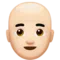 Man: Light Skin Tone, Bald emoji on Apple iOS 17.4