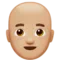 Lelaki: Ton Kulit Sederhana Cerah, Botak emoji di Apple iOS 17.4