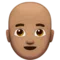 男：中等肤色，秃顶 iPhone 上的表情符号 (iOS 13.3)