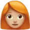 Woman: Medium-Light Skin Tone, Red Hair emoji on iPhone