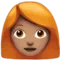 Woman: Medium Skin Tone, Red Hair emoji on iPhone (iOS 13.1)
