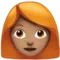 Woman: Medium Skin Tone, Red Hair emoji on iPhone