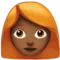 Woman: Medium-Dark Skin Tone, Red Hair emoji on Apple iOS 13.3