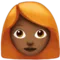 Woman: Medium-Dark Skin Tone, Red Hair emoji on iPhone