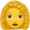 Woman: Curly Hair emoji on Apple iOS 17.4