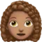 Woman: Medium Skin Tone, Curly Hair emoji on Apple iOS 17.4