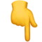 Baghåndsindeks peger nedad emoji på Apple iOS 17.4