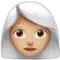 Wanita: Warna Kulit Sedang-Terang, Rambut Putih emoji di iPhone (iOS 14.5)