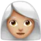 Woman: Medium-Light Skin Tone, White Hair emoji on iPhone