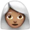 Woman: Medium Skin Tone, White Hair emoji on iPhone