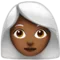 Woman: Medium-Dark Skin Tone, White Hair emoji on Apple iOS 17.4