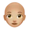 Woman: Medium-Light Skin Tone, Bald emoji on iPhone (iOS 13.1)