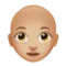 Woman: Medium-Light Skin Tone, Bald emoji on iPhone