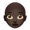Woman: Dark Skin Tone, Bald emoji on iPhone