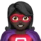 Kvinnlig superhjälte: Mörk hudton emoji på iPhone (iOS 12.2)