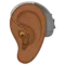 Ear with Hearing Aid: Medium-Dark Skin Tone emoji on Apple iOS 17.4