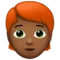 Person: Medium-Dark Skin Tone, Red Hair emoji on Apple iOS 17.4
