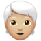 Person: Medium-Light Skin Tone, White Hair emoji on iPhone