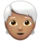 Person: Medium Skin Tone, White Hair emoji on Apple iOS 17.4