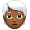 Person: Medium-Dark Skin Tone, White Hair emoji on iPhone