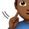 Gehörloser Mann: Mittel- bis dunkler Hautton Emoji auf Apple iOS 17.4