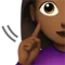Deaf Woman: Medium-Dark Skin Tone emoji on iPhone