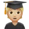 Student: Medium-Light Skin Tone emoji on Apple iOS 15.4