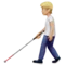 Person with White Cane: Medium-Light Skin Tone emoji on Apple iOS 15.4