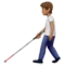 Person with White Cane: Medium Skin Tone emoji on iPhone