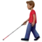 Man with White Cane: Medium Skin Tone emoji on Apple iOS 17.4