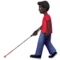 手持白色拐杖的男子：肤色较深 iPhone 上的表情符号 (iOS 16.4)