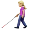 Woman with White Cane: Medium-Light Skin Tone emoji on iPhone (iOS 14.6)