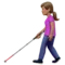 Woman with White Cane: Medium Skin Tone emoji on iPhone