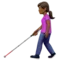 Woman with White Cane: Medium-Dark Skin Tone emoji on Apple iOS 14.6
