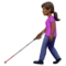 Woman with White Cane: Medium-Dark Skin Tone emoji on Apple iOS 17.4