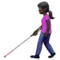 手持白色拐杖的女子：肤色较深 iPhone 上的表情符号 (iOS 16.4)