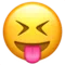 Cara entrecerrando los ojos con la lengua emoji en Apple iOS 13.3