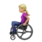 Woman in Manual Wheelchair: Medium-Light Skin Tone emoji on Apple iOS 17.4