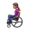 Woman in Manual Wheelchair: Medium Skin Tone emoji on Apple iOS 15.4