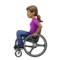 Woman in Manual Wheelchair: Medium Skin Tone emoji on Apple iOS 17.4