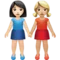 Women Holding Hands: Light Skin Tone, Medium-Light Skin Tone emoji on iPhone
