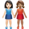 Women Holding Hands: Light Skin Tone, Medium Skin Tone emoji on Apple iOS 13.2