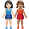 Women Holding Hands: Light Skin Tone, Medium Skin Tone emoji on iPhone