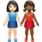 Women Holding Hands: Light Skin Tone, Medium-Dark Skin Tone emoji on Apple iOS 16.4