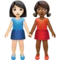 Women Holding Hands: Light Skin Tone, Medium-Dark Skin Tone emoji on Apple iOS 17.4